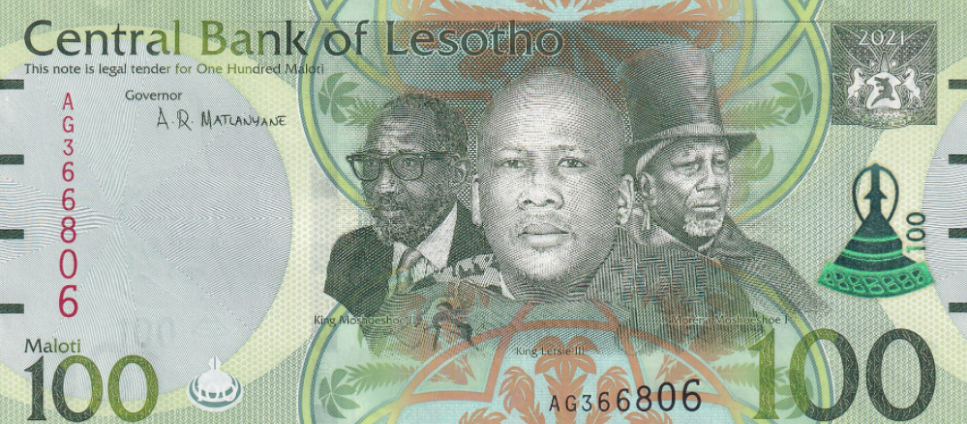 PN24d Lesotho 100 Maloti Year 2021
